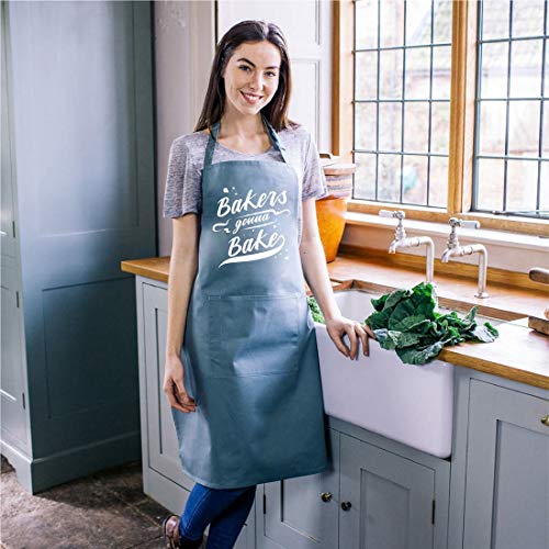 Saukore Funny Baking Aprons for Women Men, Cute Baking Gifts for Bakers, Kitchen Cooking Apron with 2 Pockets, Birthday Housewarming Gifts for Mom Wife Husband Dad Son Sister Daughter