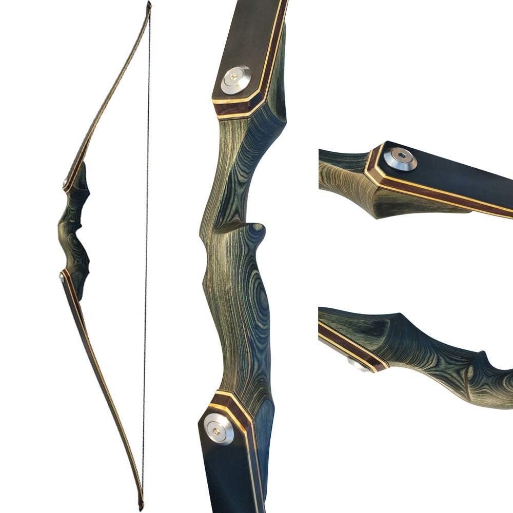 Takedown Arc Classique 60'' Arc Recourbé de Takedown tir à l'arc 30lbs 35lbs 40lbs Tir à l'arc Chasse en Bois Arc à Long Arche Adulte