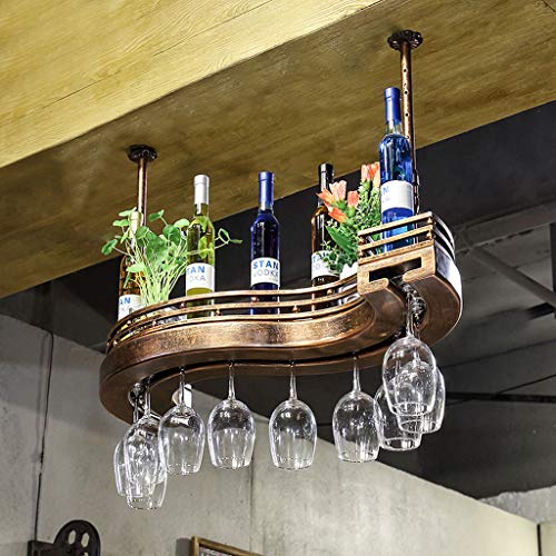 Support à bouteilles de vin suspendu plafond bois bronze 100cm