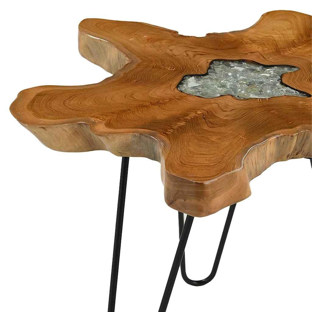 vidaXL Mesa de Centro de Madera Maciza de Teca y polirresina 70x45 cm