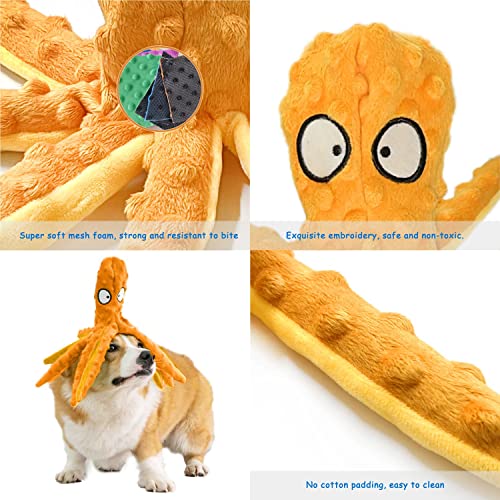 2er Pack Quietschendes Hundespielzeug Keine Füllung Oktopus Kauen Langeweile Interaktives Plüsch Crinkle Papier Kleine Mittelgroße Hunde Welpen Haustiere Training Langlebige Kinderkrankheiten Knochen
