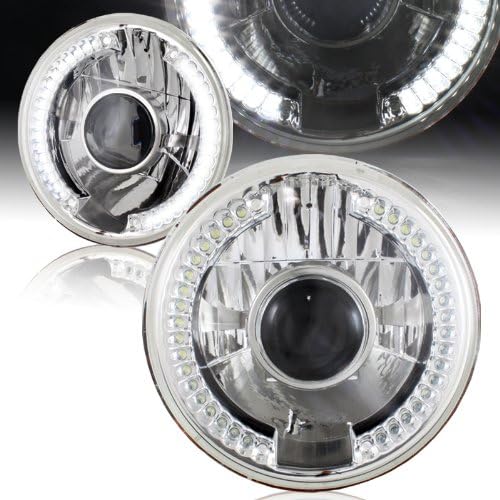 7" Round H6024 Sealed Beam Replacement Chrome Housing LED Projector Headlight Lamps