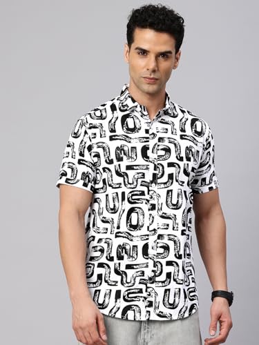 Image of Majestic Man Slim Fit Floral Printed Pure Cotton Casual Half Sleeve Shirt