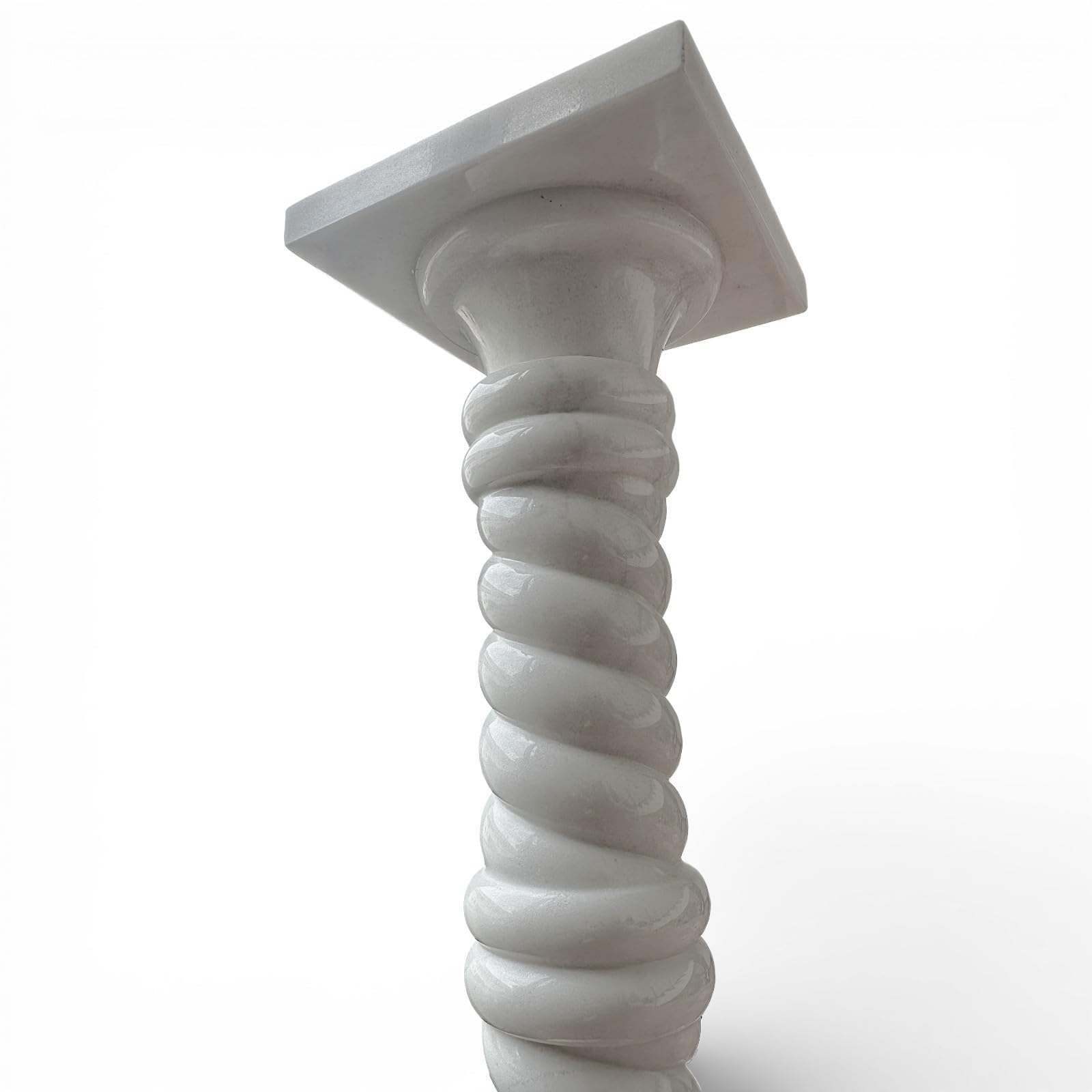 Columna de mármol blanco Carrara con cuerpo retorcido Arte Design Escultura Capitello H 100 cm