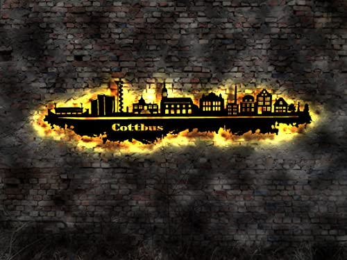 3D LED Deko Skyline Cottbus Stadt Silhouette Wandtattoo Aufkleber Buch...