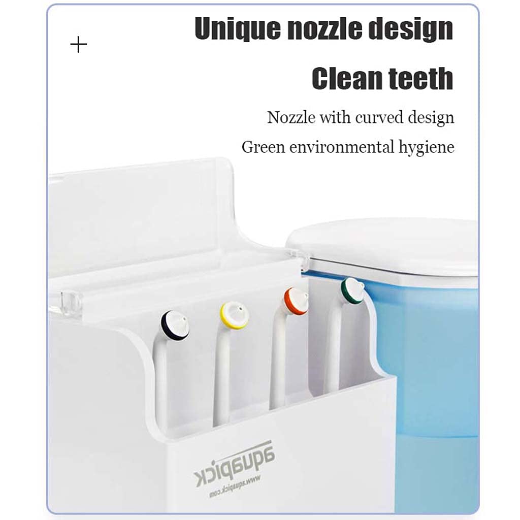 TJH Flosser de Agua para Dientes, irrigador Oral Flosser Dental de Agua 500ml Flosser de Dientes eléctrico con 4 presiones de Agua y 4 boquillas de Chorro, Chorro de Agua para Dientes/frenillos