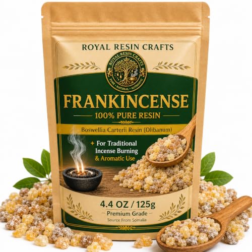 Premium Organic Frankincense Resin (Boswellia Carterii) 125g / 4.40oz Wild-Harvested Olibanum Pure Incense Resin for Aromatic Burning Spiritual Rituals & Home Ambiance Royal Resin Crafts