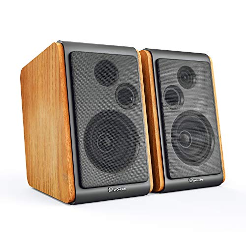 Wohome Bookshelf Speakers 60W Powered Bluetooth Active Home Theater Speaker (Pair, Wooden Enclosure, Wood Color, 4 Inch Driver, Model BT-106)