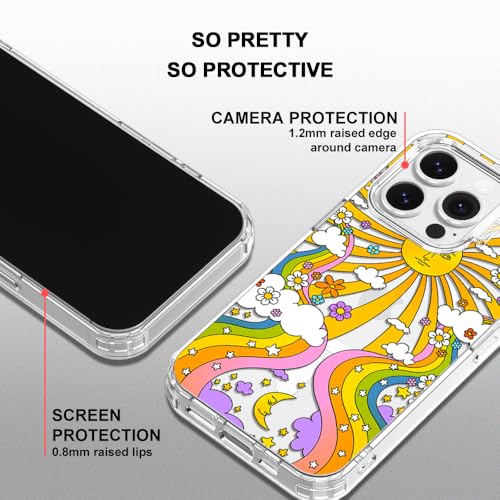 MOSNOVO Case for iPhone 14 Pro, [Compatible with Magsafe] [Buffertech 6.6ft Military-Grade Drop Protection] [Anti Peel Off Tech] Clear Phone Case Design - 70's Psychedelic Groovy Art by MOSNOVO - Image 4