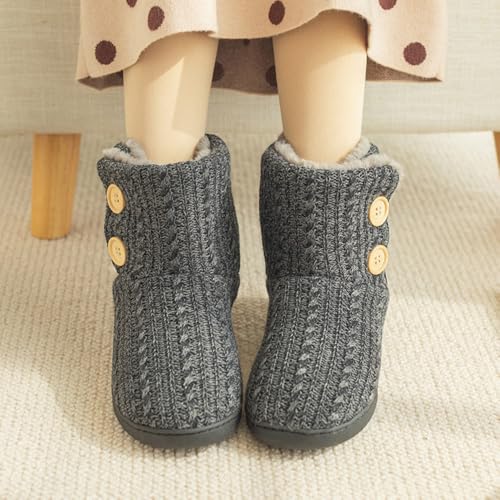 Rojeam Winter Boots Home Slippers Knitted Women Men Home Booties Plush House Shoes Indoor Outdoor2
