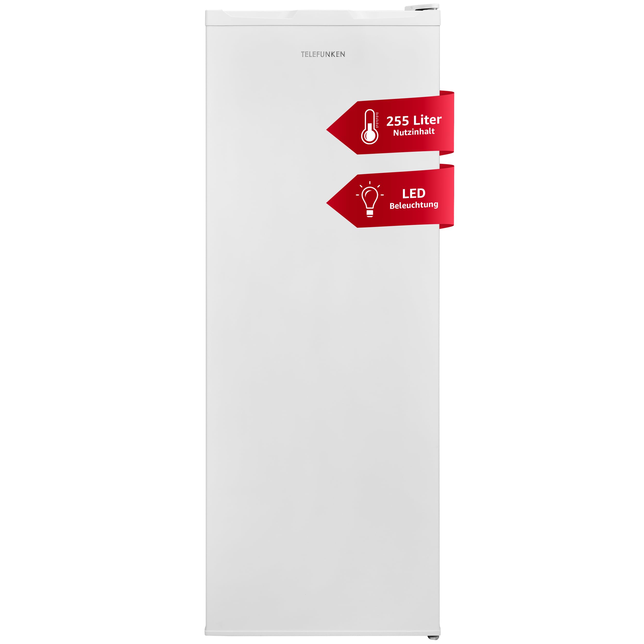 TELEFUNKEN Standkühlschrank 255 Liter Vollraumkühlschrank freistehend LED-Beleuchtung Türanschlag wechselbar weiß