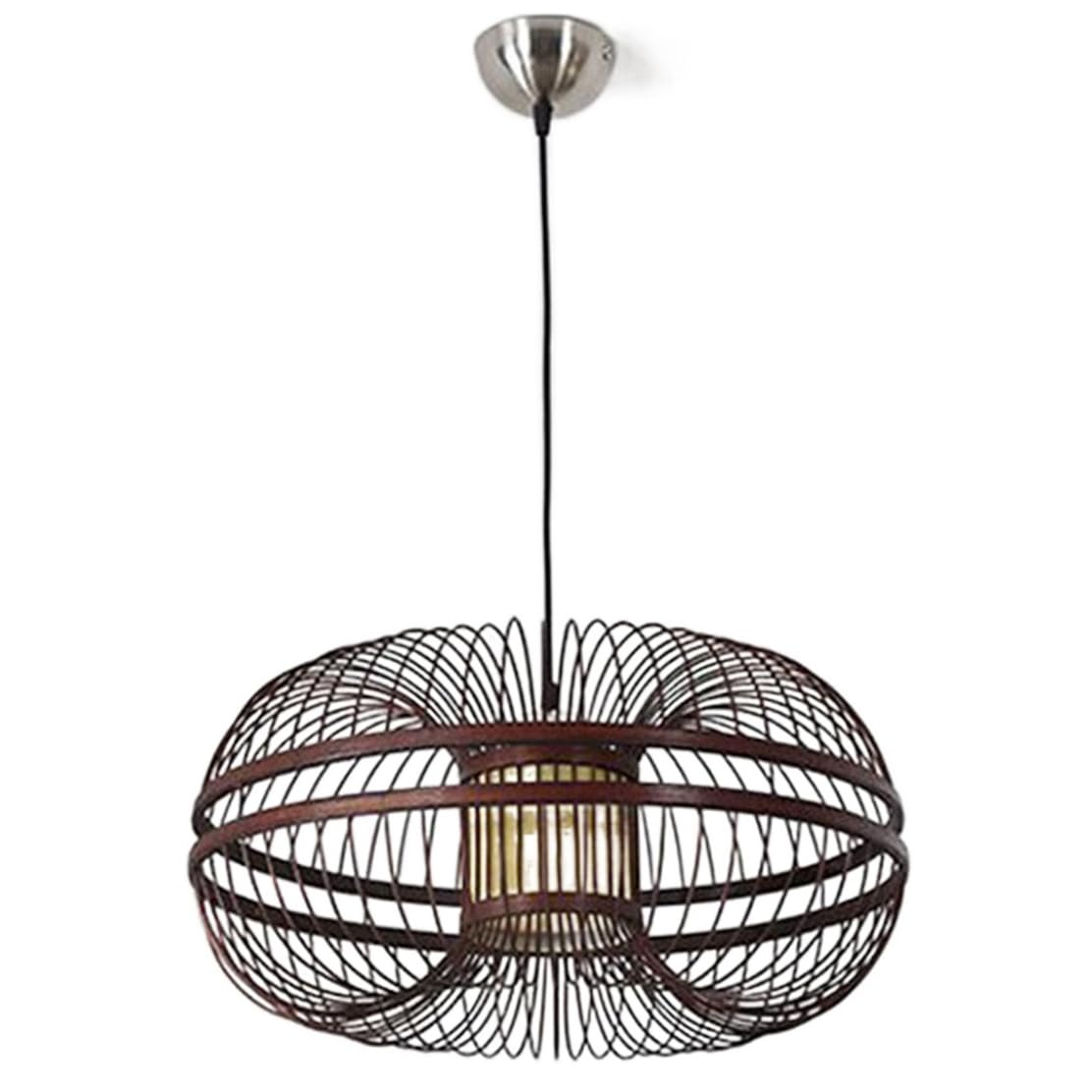 CWVYKNP Double-Layer Drum Pendant Light Fixtures with Solid Wood Bamboo Decorative Chandelier in Sushi Restaurant Japanese Courtyard Hotel Hanging Light 19.7in