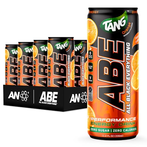 All Black Everything Sugar Free Energy Drink | TANG Orange | 0 Calories | 12 Pack | 200mg Natural Caffeine | Pre-Workout Sport Drink for Men and Women