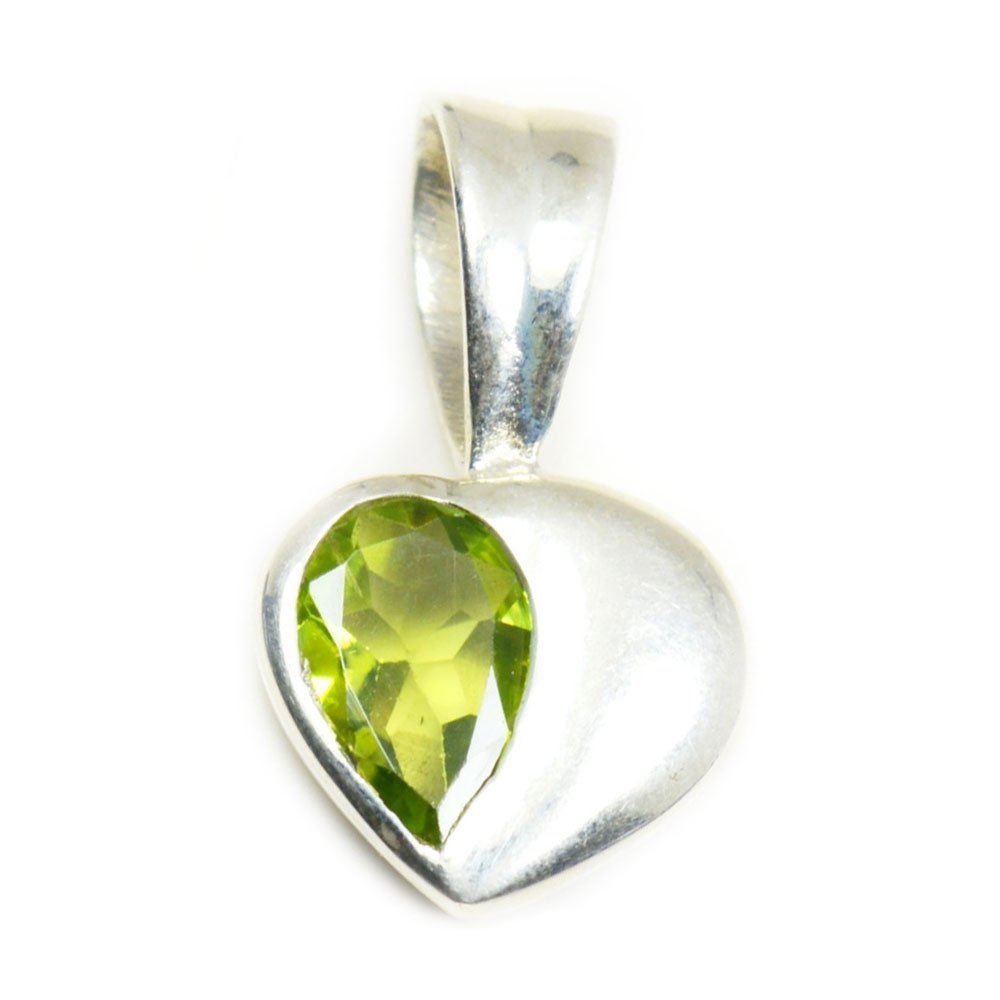 Pendentif en Argent Sterling cœur vert avec sa pierre de naissance - 4