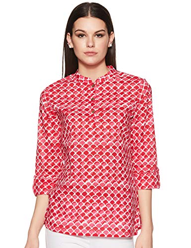 Image of Amazon Brand - Myx Women Printed Regular Cotton Short Kurti (Available in Plus Sizes)