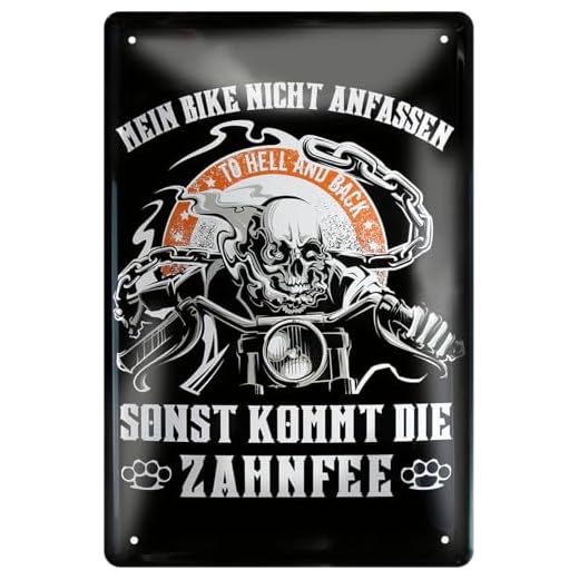 Blechschilder Lustiger Biker Spruch: Mein Bike Nicht ANFASSEN SONST KOMMT DIE Zahnfee Deko Schild Geschenkidee für Motorrad Fans 20x30 cm