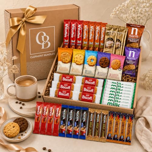 Coffee Gift Set, Premium Biscuits & Coffee Sachets. Elegantly Wrapped In a Gold Bow, Coffee Gifts for Men & Women, Includes 51 items Gift Ready Luxury Hamper for All Occasions Perfect Present - Image 4