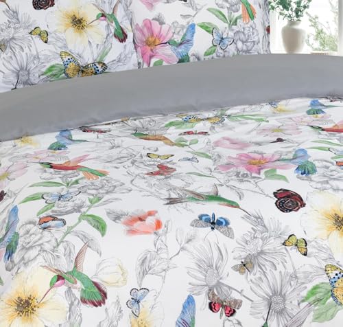 Majestic Giftware Madison Linen 4 Pcs Twin Size Bedding Set (BL504-T-4pcs) Birdsong Paradise 300 TC Cotton Sateen Durable & Washable | 1 Fitted Sheet, 1 Duvet, 2 Pillowcases - Ritz Collection