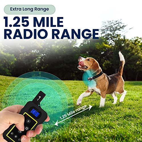 My Pet Command 1.25 Mile (6600 Ft) Long Range Dog Training Collar Safe Shock Collar with Remote Shock,Vibrate,Tone and Flashing Beacon Lights Waterproof Rechargeable Dog Hunting add Up to 3 Collars