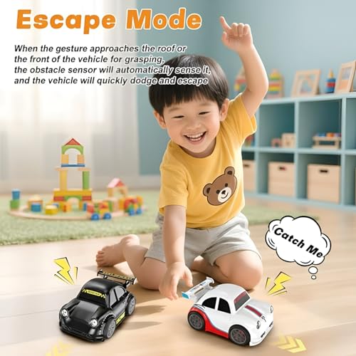 Image of GITGRNTH Mini Gesture Sensing RC Racing Car with LED Face Lights & Sound - Included Battery, High-Speed Drift Car with Follow Me, Escape Mode, 360 Rotation - Fun Remote Control Toy for Children's