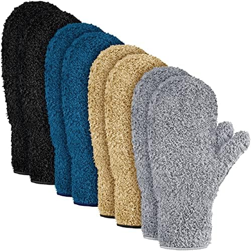Bencailor 4 Pair Microfiber Dusting Mittens Reusable Women Cleaning Mittens with Thumb for Kitchen - Thumbnail 3