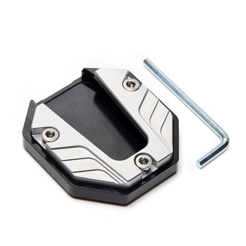 WENINETIES Motorcycle Side Stand Enlarger for Honda Crf 1000, Kickstand Extension Pad CNC Aluminum Stable Anti-Slip Parking Foot Support Plate Accessory,Silver