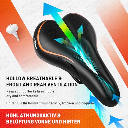 HENMI Fahrradsattel Herren Damen Weicher, Komfortabel Atmungsaktiv Stoßdämpfend Ergonomisch...