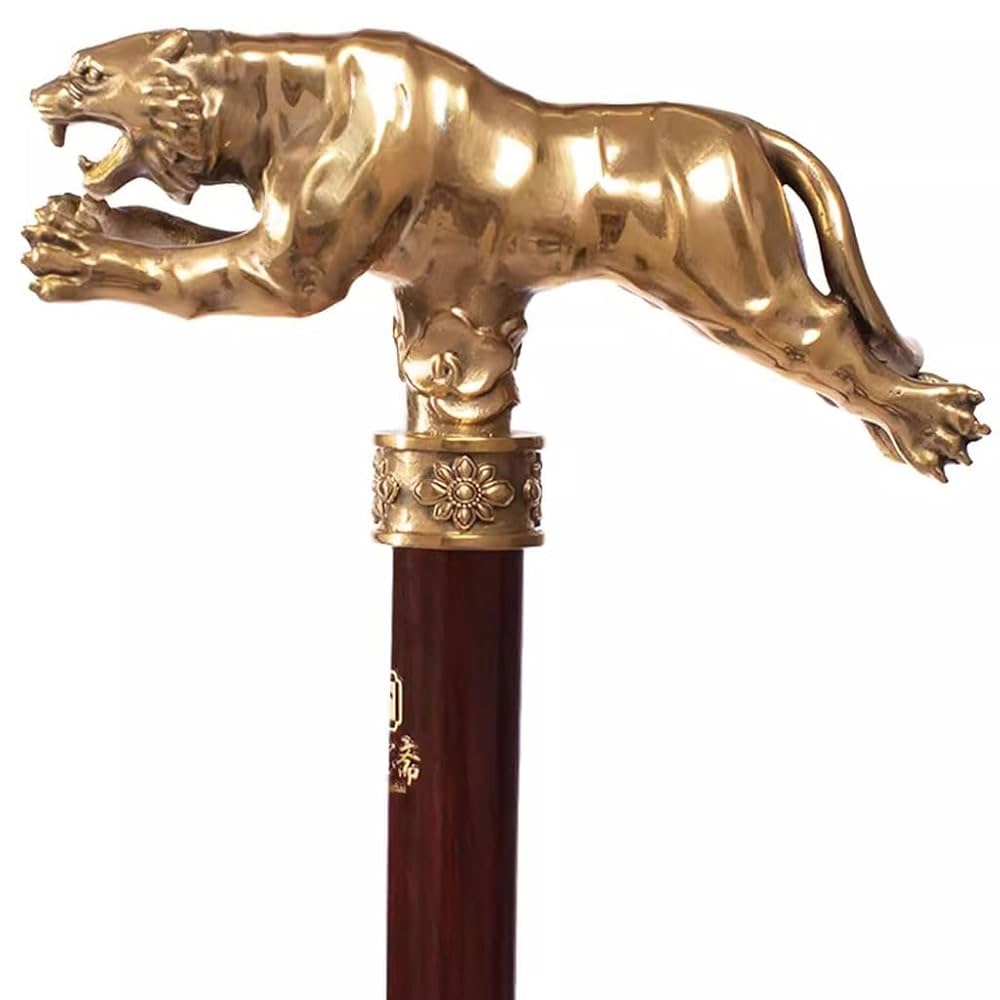 Amazon.co.jp: ステッキ 紳士 金色の虎の頭の威圧的な松葉杖