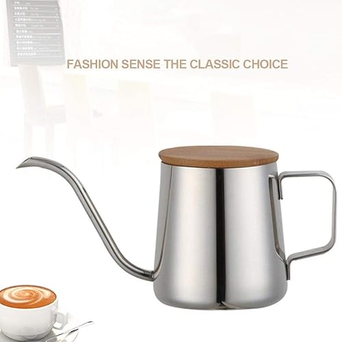 Miniatura 9 de Hervidor de café con cuello de cisne de acero inoxidable de 12 oz11.8 fl oz, cafetera de boquilla larga y estrecha hervidor de goteo de mano para