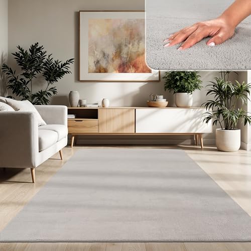 Paco Home Tapis Moderne Doux Salon À Poils Courts Lavable Fluffy Uni Effet Fourrure Intemporel Élégant Antidérapant Facile À Entretenir, Dimension:160x220...
