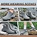 GUYISAKJ Men's Ankle Rain Boots - Slip On Waterproof Festival & Garden Shoes - Comfortable Lightweight Rubber Wellies with Decorative Buckle black&grey