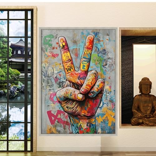 Pintura del símbolo de la paz de 30x40 cm para renovar paredes sin vida con arte urbano 2