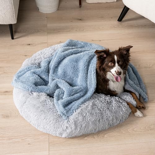 Image of PetAmi Fluffy Dog Blanket for Small Medium Large Dogs, Sherpa Soft Warm Pet Fleece Throw for Indoor Cats, Fuzzy Plush Shaggy Blanket Furniture Protector Sofa Couch Bed, Blue 24x32