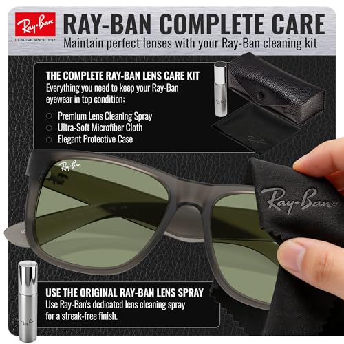 Image of Ray-Ban RB4165F JUSTIN CLASSIC LOW BRIDGE FIT Square Shape Sunglasses for Men with Official RayBan Eyewear Kit