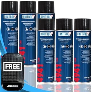 Dinitrol 6 x 500ml Underbody Chassis Rust Proofing Black Aerosol Spray Wax 4941 - Self Healing Abrasion Resistance Car Underbody Underseal Coating with 4Tress Non Slip Car Dash Mat (4T-6X-4941)