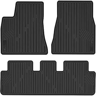 OEDRO Floor Mats Compatible with 2017-2022 Tesla Model 3, Unique Black TPE All-Weather Guard, Includes 1st and 2nd Row, Full Set Liners