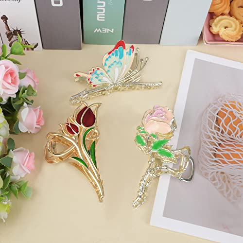 Pinzas para cabello metálicas florales 3 piezas miniatura 5
