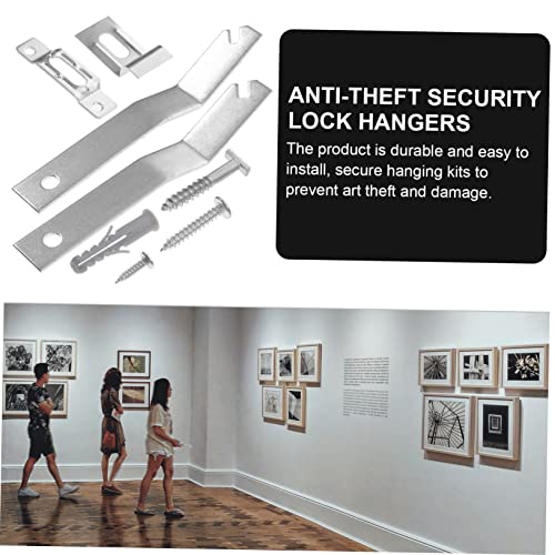 Image of POPETPOP 4sets Security Locking Picture Hanger -Theft Hooks for Art Galleries and Museums Easy Installation for Hotels and Home Decor of Heavy Duty Hangers