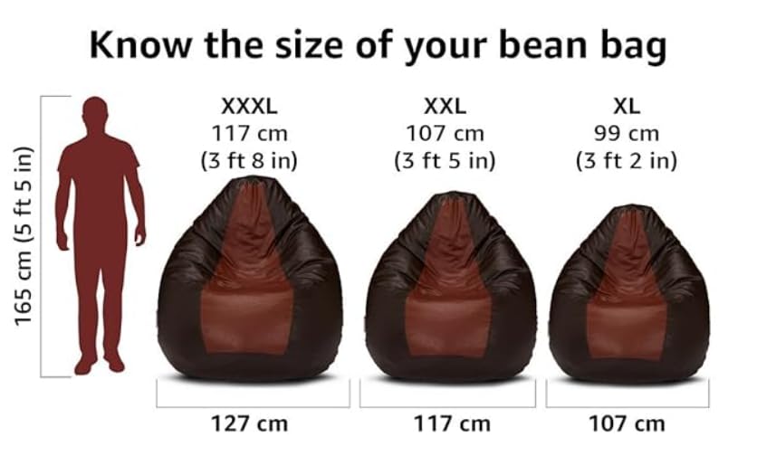 Image of LABEL NJ Bean Bag Cover (Without Beans) Single Color PIPEIN Original Faux Leather for Home Decor Bean Bag Ideal for Office and Home
