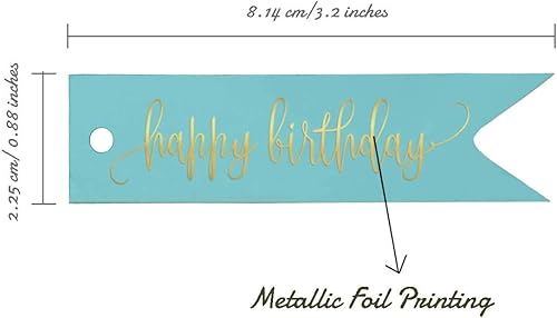 Miniatura 231 de Etiquetas de papel para colgar con texto en inglés «Happy Birthday», 100 unidades Azul,Aqua Blue,Negro -,azul, cerceta (Dark Teal Blue),Rosa