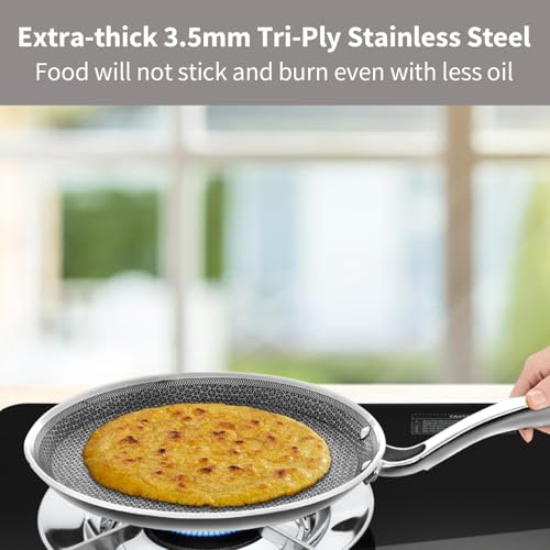 Image of Hawkins 26 cm Triply with Shielded Nonstick Pro Flat Tava | Induction & Gas Compatible | Flat Surface, Spill-Resistant Rim | Silver (PSNFT26)