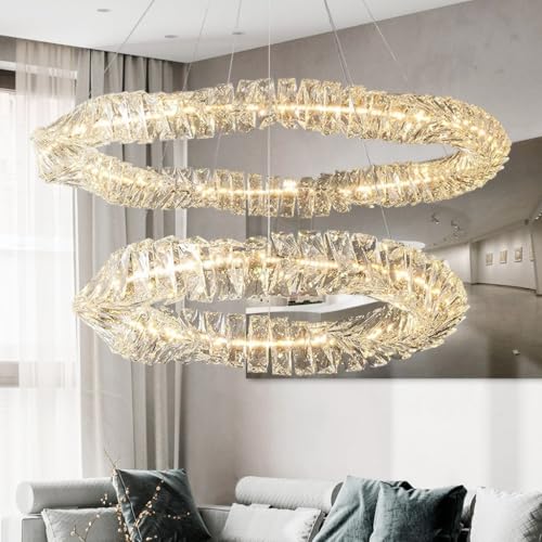 Lustre rond LED dimmable en cristal pour grand restaurant