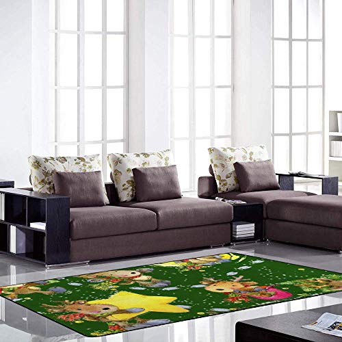 Tapis de Noël vert Ruchen pour partager la magie des fêtes avec un cerf mignon