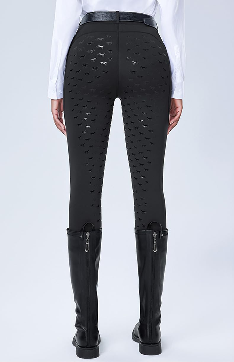 Pantaloni Equitazione Donna con Inserti Completi in Silicone Leggings a Vita Alta Collant Stretch Elastica con Tasca con Cerniera Pantalone Passanti per Cintura