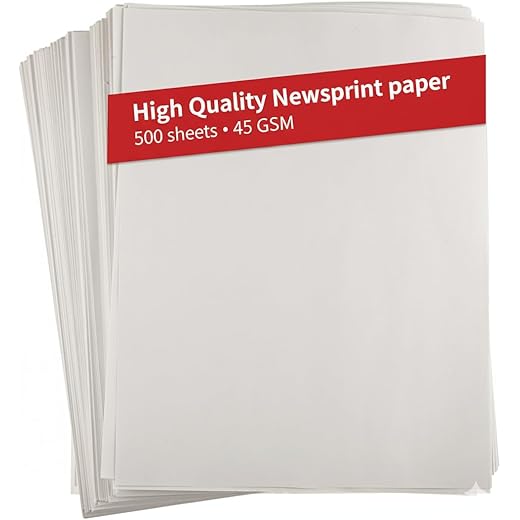 Newsprint Paper, White, 500 Sheets