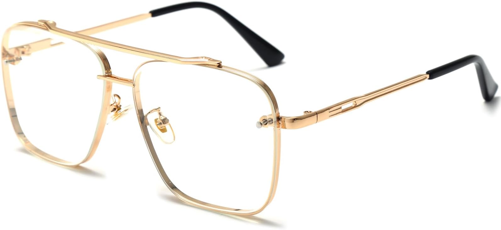 Oversized Square Sunglasses for Men Women Fashion Metal Frame Square Aviator Gradient Shades