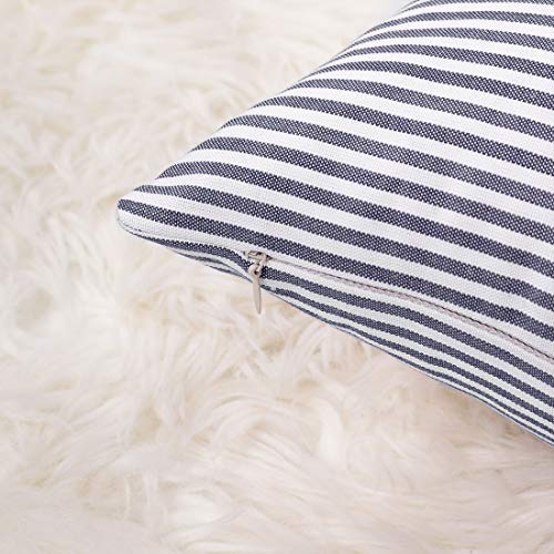 Uxcell 2 Pack Woven Striped Lumbar Throw Pillow Cover Set Decorative Cushion Covers Rectangle Farmhouse Pillow Case For Sofa Bedroom Car Blue And White 18" X 18" #TOP7
