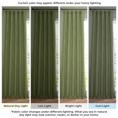 Image of HPD Half Price Drapes - Faux Linen Curtains for Living Room (1 Panel) - 100W X 108L - Extra Wide Textured Room Darkening Curtains for Bedroom 108 Inches Long - Drapes for Home Decor, Tuscany Green