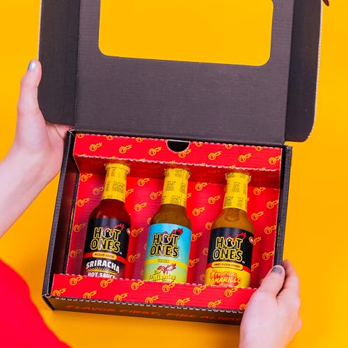 Image of Hot Ones Hot Sauce Challenge Set - Flavor and Fire Hot Sauce Trio Pack Gift Set - Made with Natural Ingredients - 5 fl oz Bottles (3-Pack)