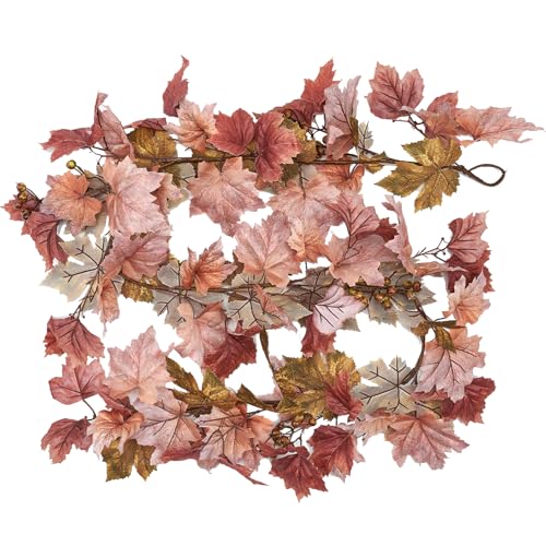 Fall Garland 6ft Maple Leaves Artificial Berry Greenery Wall Hanging Plant Mantel Table Centerpiece Decoration for Wedding Party Home Autumn Thanksgiving Decor - Image 3